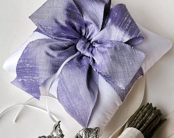 Alena Lilac Purple Bow Silk Dupioni Ring Bearer Pillow