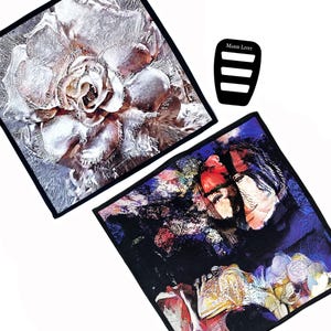 ONE SET AVAILABLE - Set of Two Pink and Blue Floral Silk Pocket Squares - Pocket Square Holder - Gift For Men Handkerchief