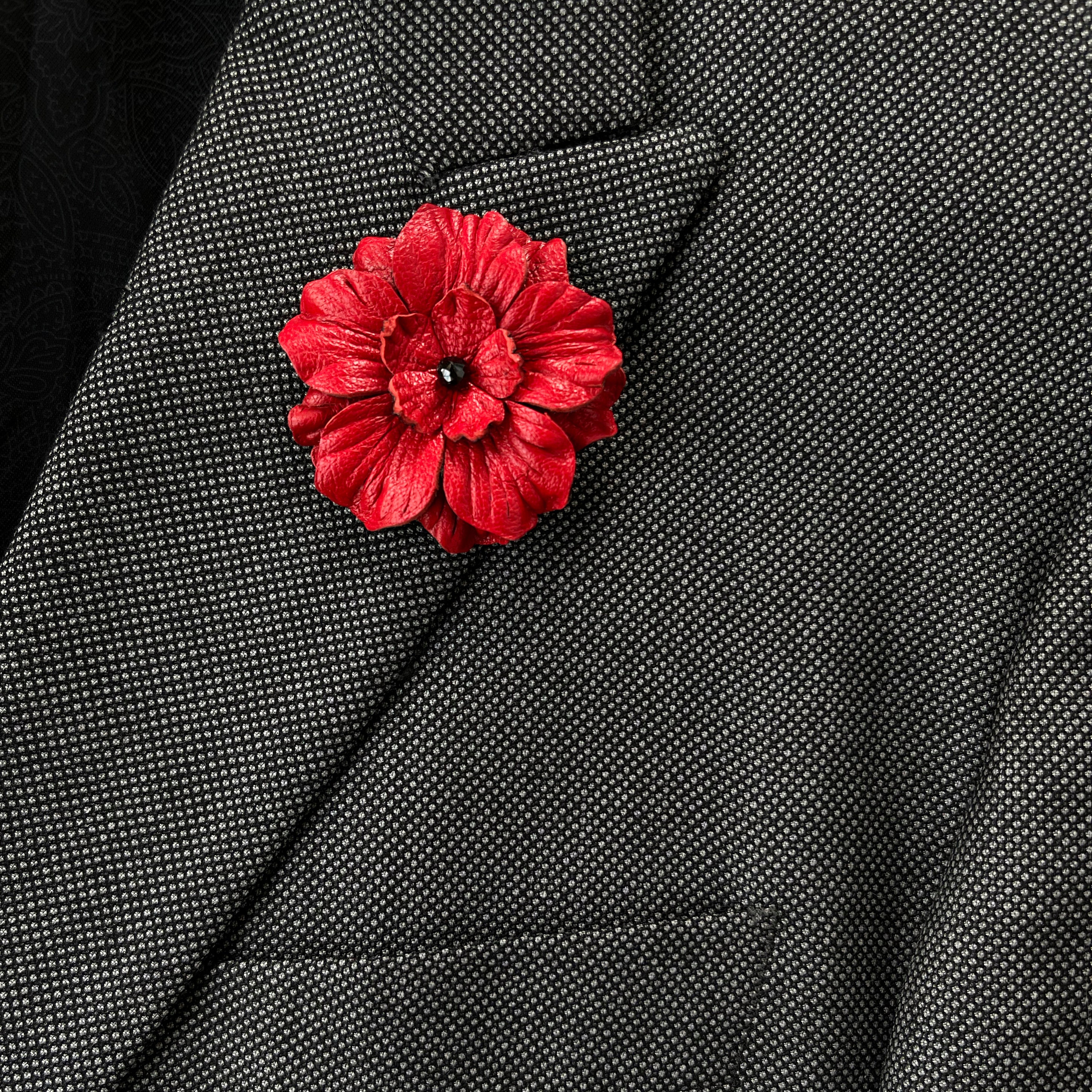 Elegant Red Magnetic Lapel Flower - Perfect for Weddings and Special Events