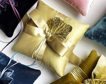 Couture Chartreuse Green Silk Ring Bearer Pillow