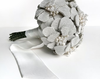 Starlight White Crystal Flower Couture Wedding Bouquet
