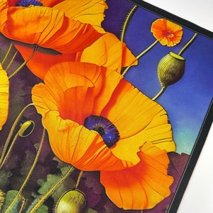 Pañuelo de bolsillo de satén de seda con flor de amapola naranja imagen 3