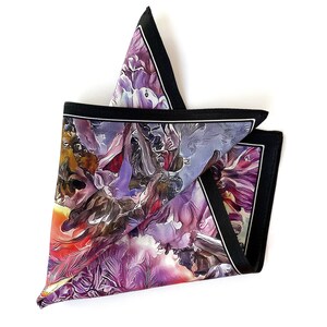 Art Series Reverie Sunset Silk Satin Pocket Square Gift For Men Handkerchief image 3