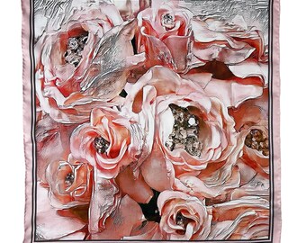 Rose Silk Twill Pocket Square: Hand-Rolled Edge, Peach Pink
