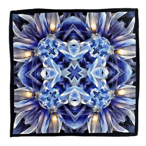 Art Series - Vitality - Blue Silk Satin Pocket Square Gift For Men Handkerchief