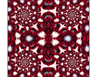 Passion Red Vortex Floral Silk Pocket Square Gift For Men Handkerchief