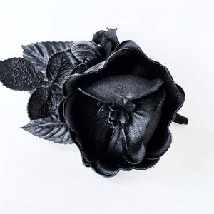 Kennedy Black Leather Floral Lapel Pin Boutonniere