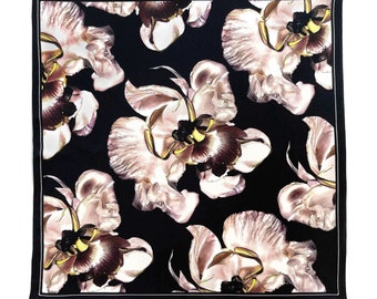 Art Series - Black Scorpion Orchid - Silk Satin Pocket Square Gift For Men Handkerchief