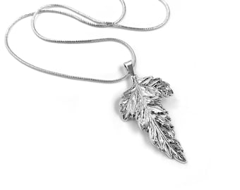 Prosperity Solid Sterling Silver Leaf Pendant