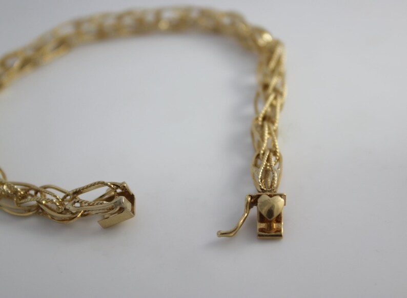 Vintage 14k Yellow Gold Woven Chain Bracelet Textured Rope Etsy
