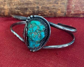 Gorgeous Raw Turquoise and Silver Bracelet