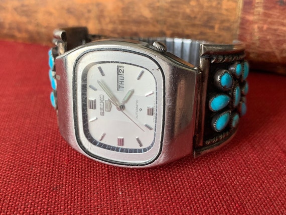 Remarkable Vintage Silver and Turquoise Native American Bracelet