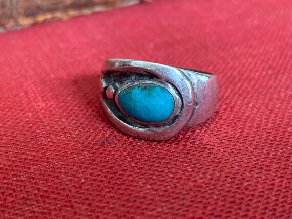 Beautiful Vintage Turquoise and Silver Ring - Siz… - image 2