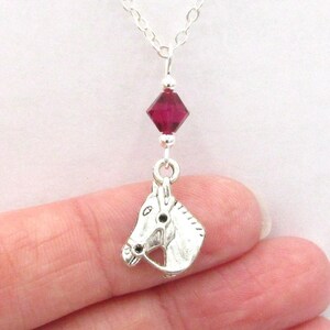 Horse Necklace- choose a birthstone, Horse Jewelry, Horse Gift, Silver Horse Necklace, Horse Charm Necklace, Pony Necklace, Pony Jewelry