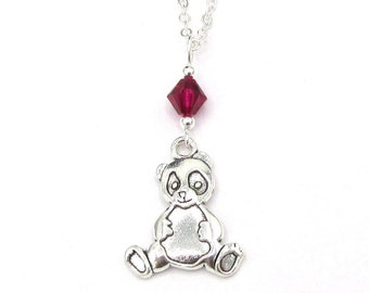 Panda Necklace- choose a birthstone, Panda Jewelry, Panda Gift, Panda Charm Necklace, Panda Charm, Panda Bear, Bear Necklace, Panda Pendant