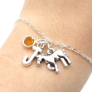 Horse Bracelet- birthstone and initial, Horse Jewelry, Horse Gift, Personalized Horse, Pony Bracelet, Pony Jewelry, Horse Birthday Gift