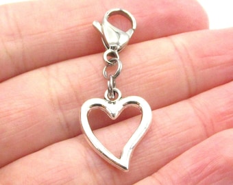 Heart Zipper Pull, Heart Pull, Heart Gift, Heart Lobster Claw, Heart Bag Charm, Heart Purse Charm, Heart Accessories, Anniversary Bag Charm