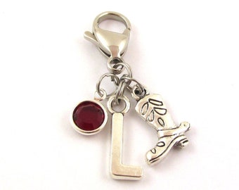 Boot Zipper Pull- choose a birthstone and initial, Boot Accessories, Cowgirl Bag Pull, Cowgirl Gift, Boot Zipper Charm, Western Zipper Pull