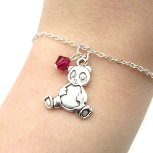Panda Bracelet- choose a birthstone, Panda Jewelry, Panda Gift, Panda Bear Bracelet, Panda Bear Jewelry, Panda Birthstone, Panda Charm