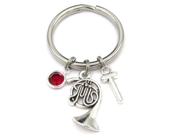 Pewter French Horn Key Chain