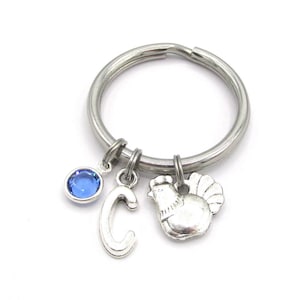 Chicken Keychain- birthstone and initial, Chicken Keyring, Chicken Gift, Farm Accessories, Farm Life Gift, Chicken Accessories, Hen Keychain