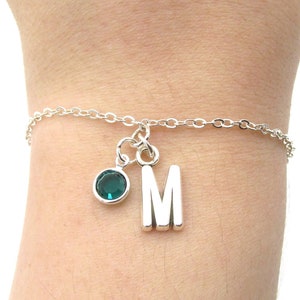 Personalized Bracelet- choose a birthstone and initial, Birthstone Bracelet, Birthstone Jewelry, Letter Bracelet, Letter Jewelry Charm Gift