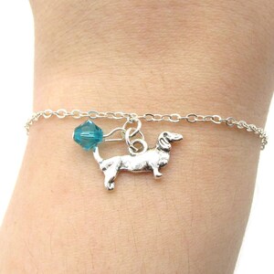 Dachshund Bracelet- choose a birthstone, Dachshund Jewelry, Dog Bracelet, Dog Jewelry, Dachshund Gift, Dachshund Birthstone, Dachshund Charm