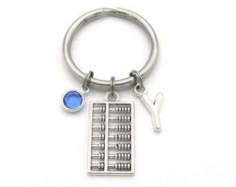 Golden Chinese Accounting Tool 8 Rows Abacus KeyChain Ring Keychain.hc 