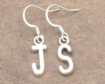 Letter Initial Earrings- Mix and Match Letter Alphabet Jewelry Earrings, Silver Plated Initial Personalized Custom Dangle Earrings for Her