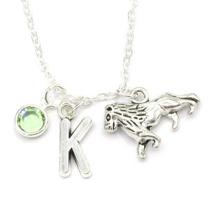 Lion Necklace- birthstone and initial, Lion Jewelry, Lion Gift, Lion Accessories, Personalized Lion Necklace, Silver Lion Necklace, Wild Cat