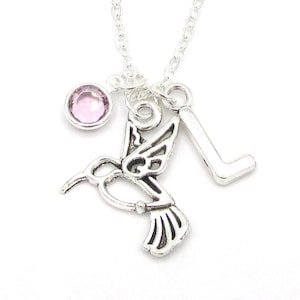 Hummingbird Necklace- birthstone and initial, Hummingbird Jewelry, Hummingbird Birthday Gift, Bird Gift for Her, Spring & Summer Jewelry