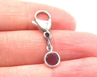 Birthstone Zipper Pull- choose a birthstone, Zipper Pull Charm, Birthday Gift for Her, Birthstone Charm, Birthstone Bag Charm, Accessories
