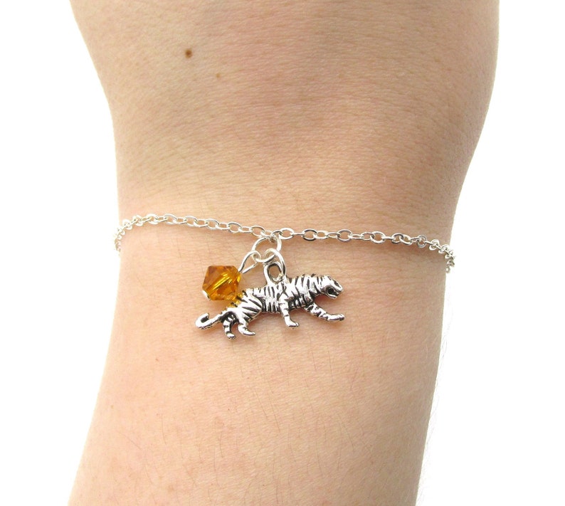 Tiger Bracelet Choose a Birthstone Tiger Jewelry Tiger Etsy