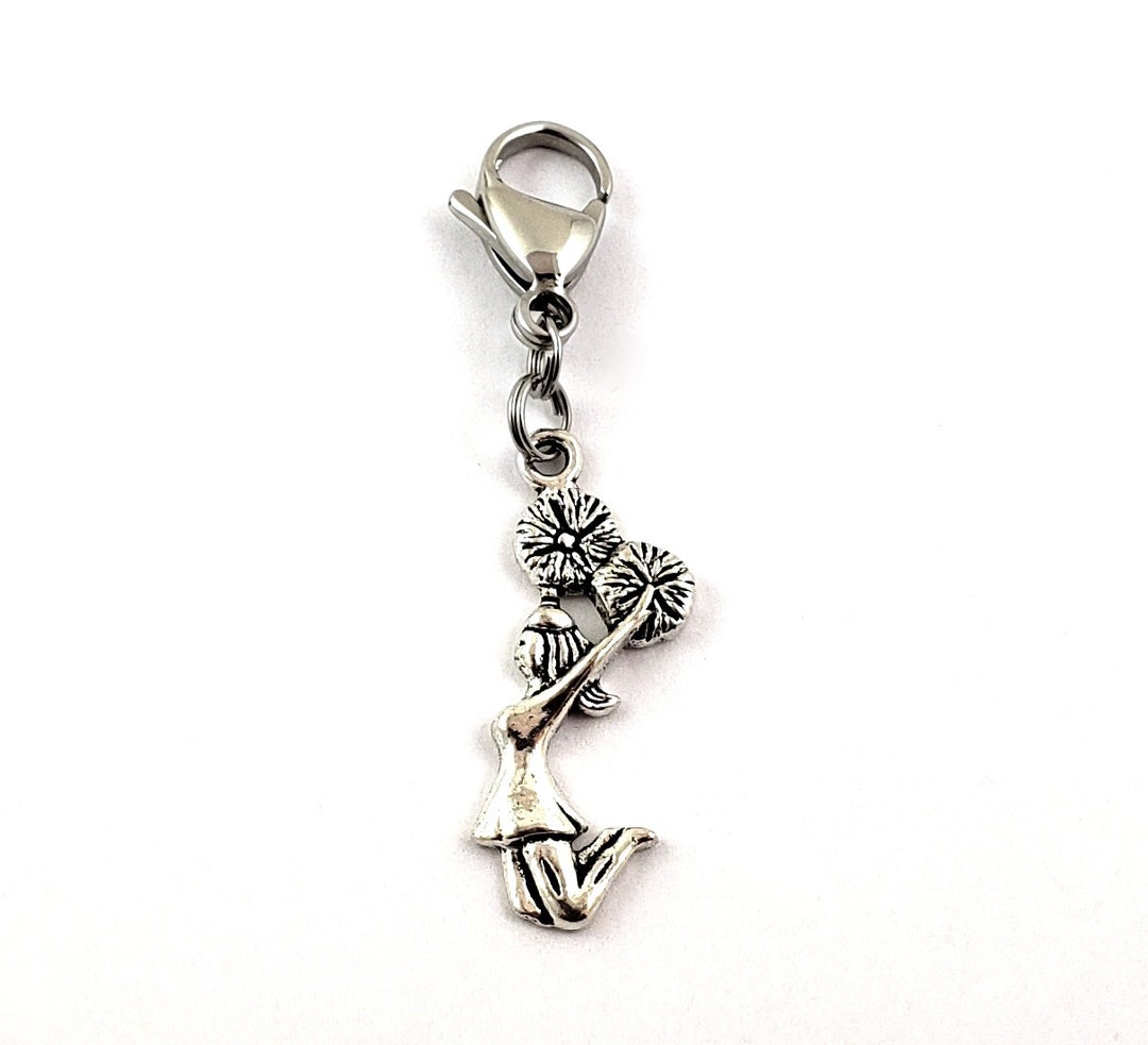 Cheerleader Zipper Pull, Cheerleader Bag Charm, Cheerleader Accessories, Cheer Bag Charm, Cheer
