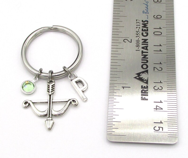 Bow & Arrow Keychain Birthstone and Initial Bow and Arrow Etsy