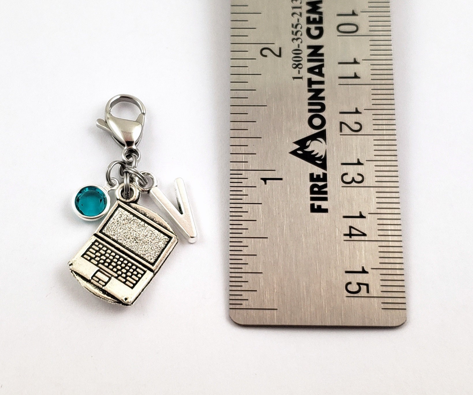 Computer Zipper Pull- Choose a Birthstone and Initial, Personalized ...