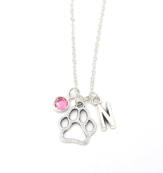 Paw print outlet birthstone necklace