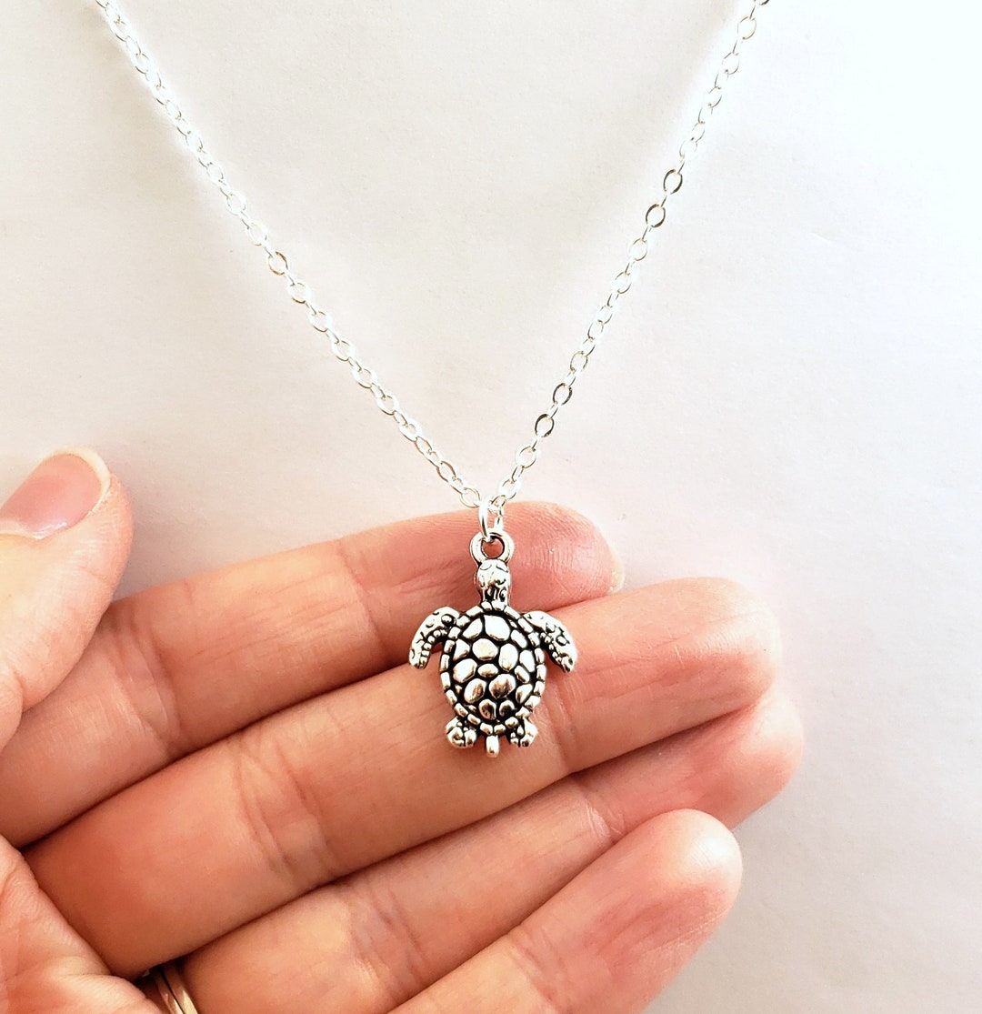 Sea Turtle Necklace, Sea Turtle Jewelry, Turtle Gift, Silver Turtle