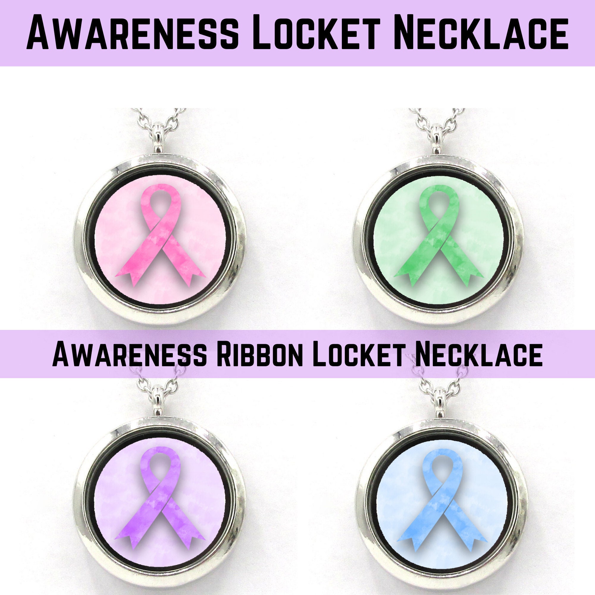 Watercolor Awareness Ribbon Necklace Stainless Steel Breast - Etsy