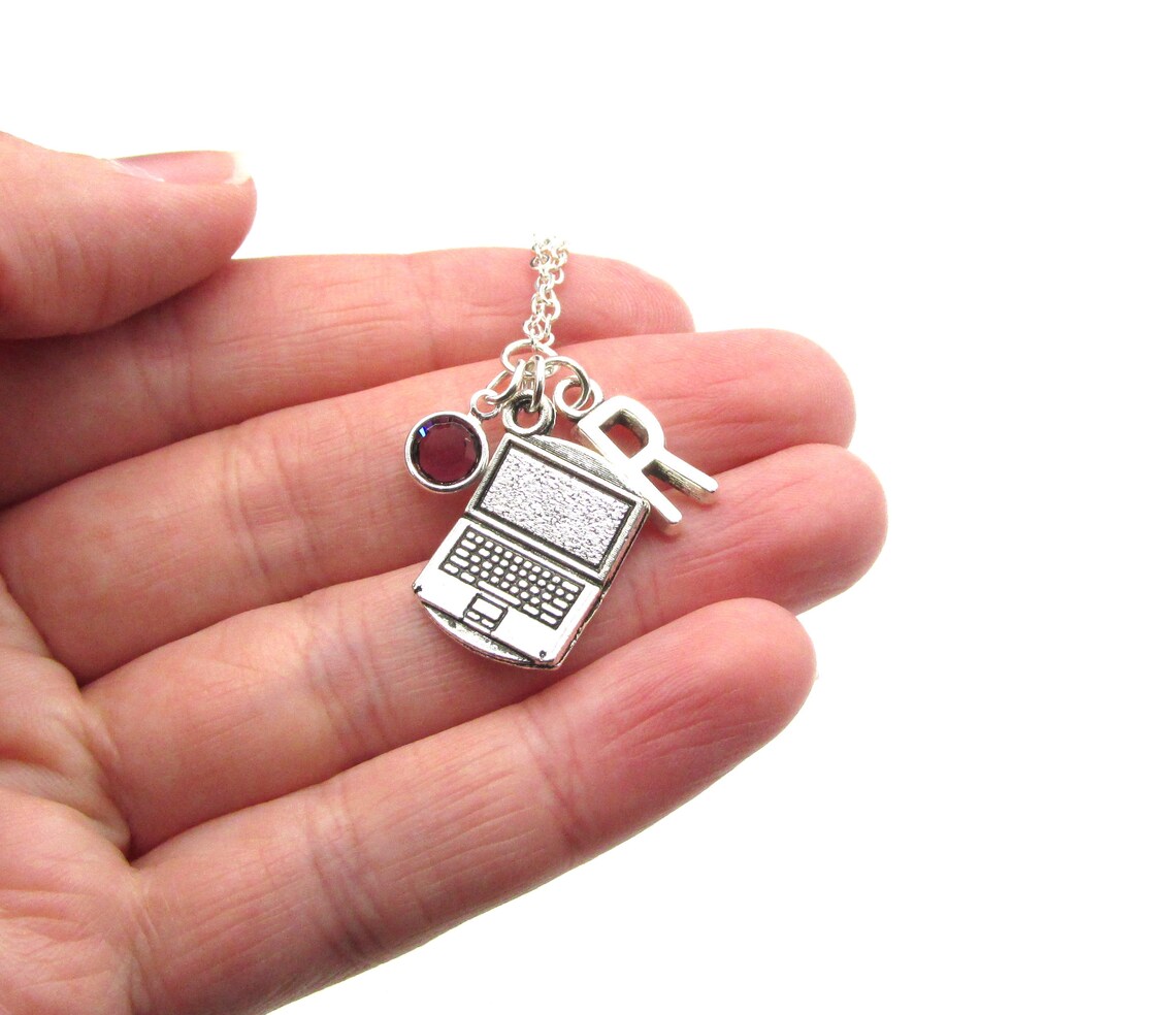 Computer Bracelet Birthstone and Initial Computer Jewelry Etsy