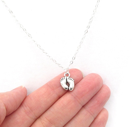 Mom and Baby Feet Necklace Sterling Silver - Eleganzia Jewelry