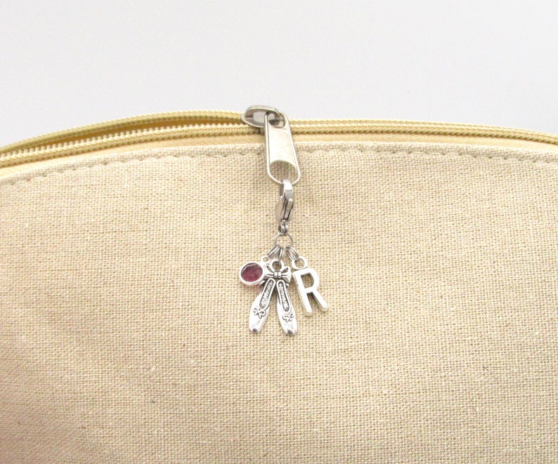 Ballet Zipper Charm- birthstone and initial Ballet Zipper Pull Ballerina Gift Ballet Bag Charm Ballet Zipper Charm Ballet Mom Gift