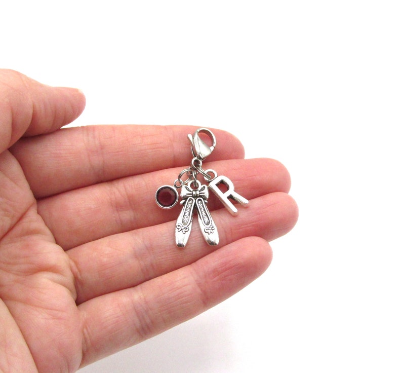 Ballet Zipper Charm- birthstone and initial Ballet Zipper Pull Ballerina Gift Ballet Bag Charm Ballet Zipper Charm Ballet Mom Gift