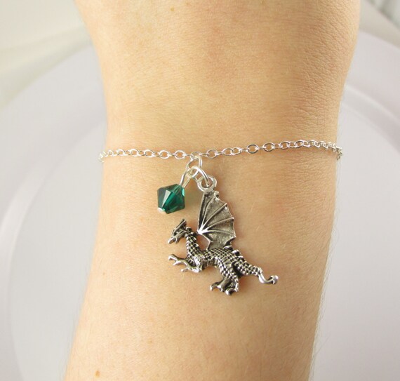 Dragon Bracelet choose a birthstone Dragon Jewelry Dragon Etsy