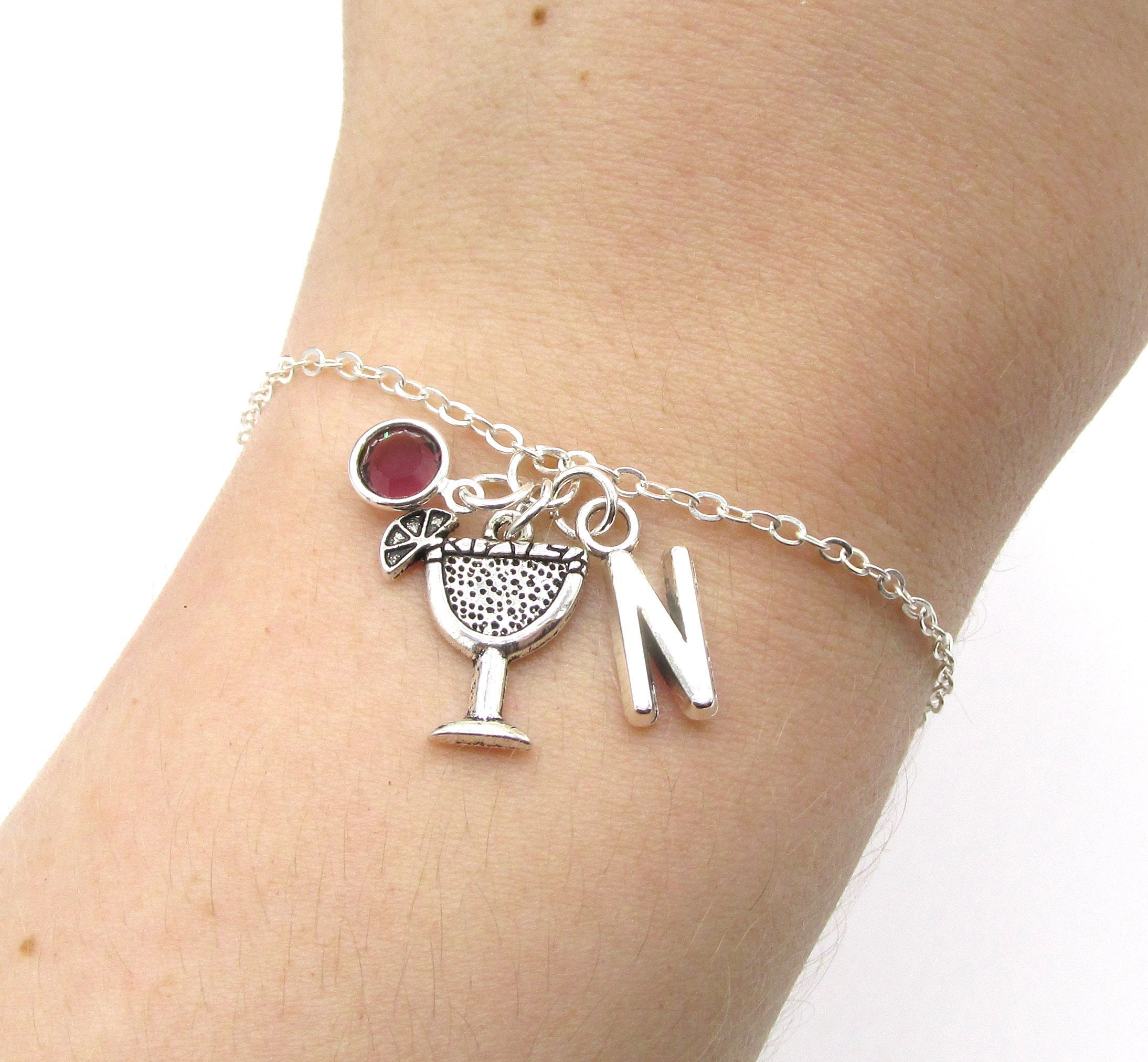 Sterling Silver Margarita Glass Charm Bead - Antiqued Finish For 3mm Bracelets - View #12