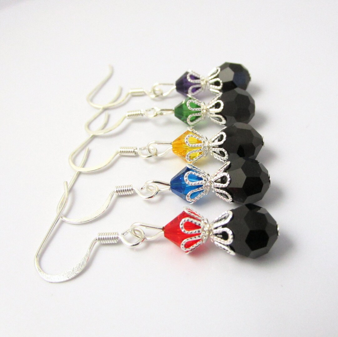 Beaded Earrings Choose a Top Bead Color Red Black Earrings - Etsy