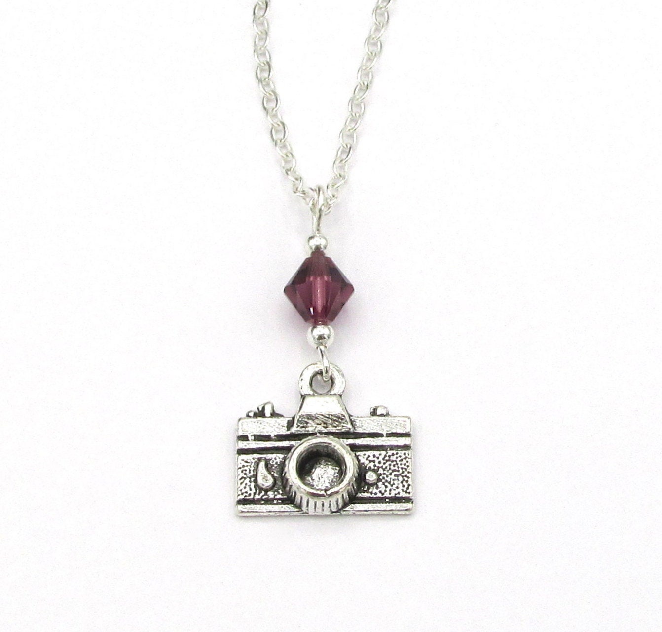 Camera Necklace- Choose a Birthstone, Camera Pendant, Camera Jewelry ...