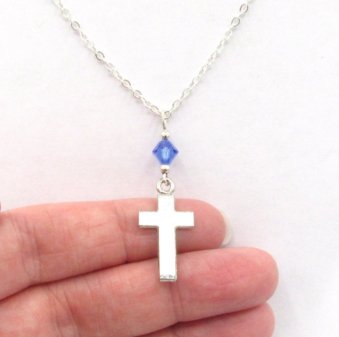 Cross Necklace Choose a Birthstone Cross Jewelry Christian Etsy