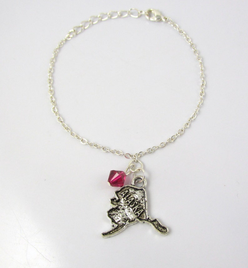 Alaska Gift Alaska Charm Jewelry Alaskan Jewelry Alaska Jewelry Alaska Charm Bracelet Alaska Alaska Bracelet- choose a birthstone