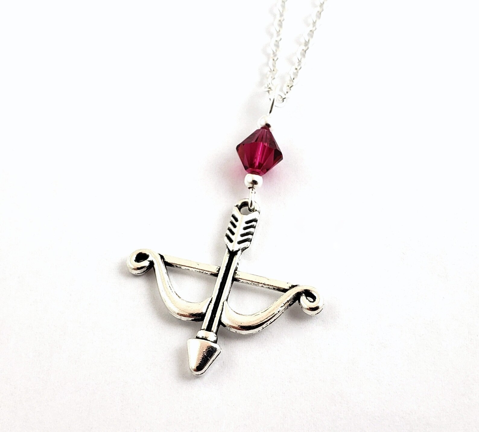 Archery Necklace Choose a Birthstone Archery Pendant Bow Etsy